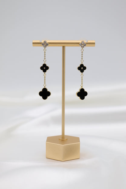 Dangling Petite Black Clover Earrings