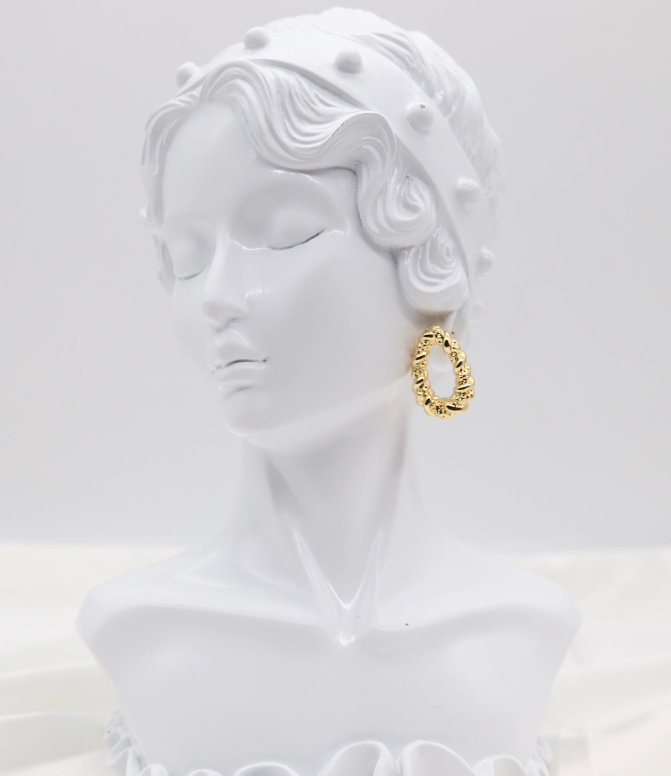 Textured Twist Oval Hoop Earrings