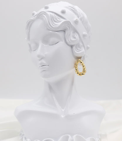 Textured Twist Oval Hoop Earrings