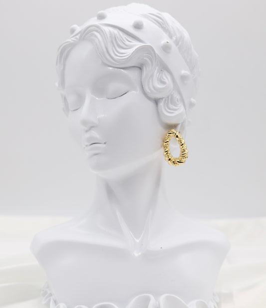 Textured Twist Oval Hoop Earrings