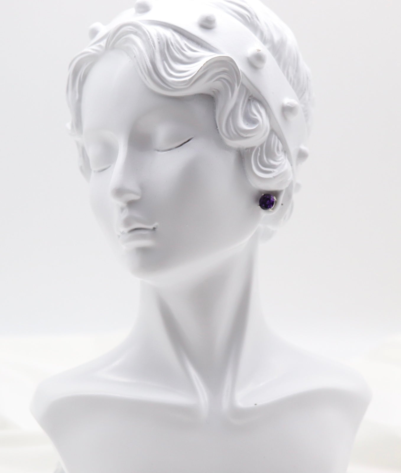 Royal Purple Crystal Stud Earrings – Classic Round Solitaire Studs