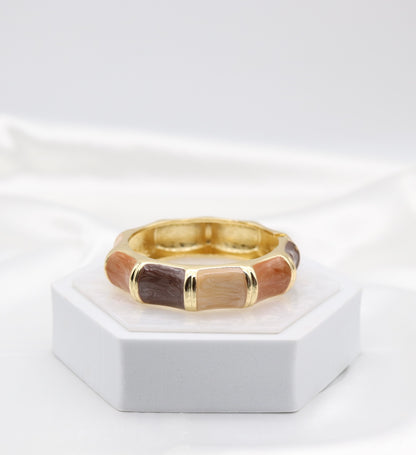 Gold Multi-Tone Enamel Hinged Bangle Bracelet