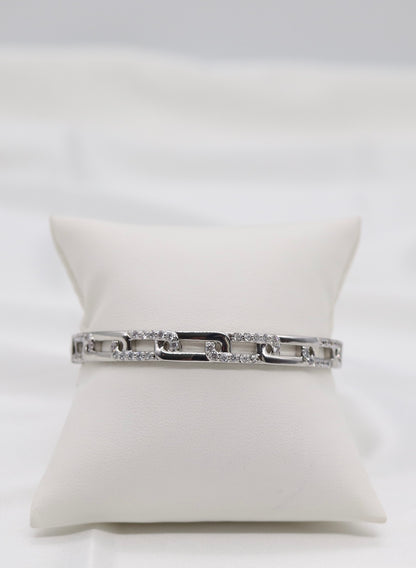 Silver Pavé Link Bangle Bracelet