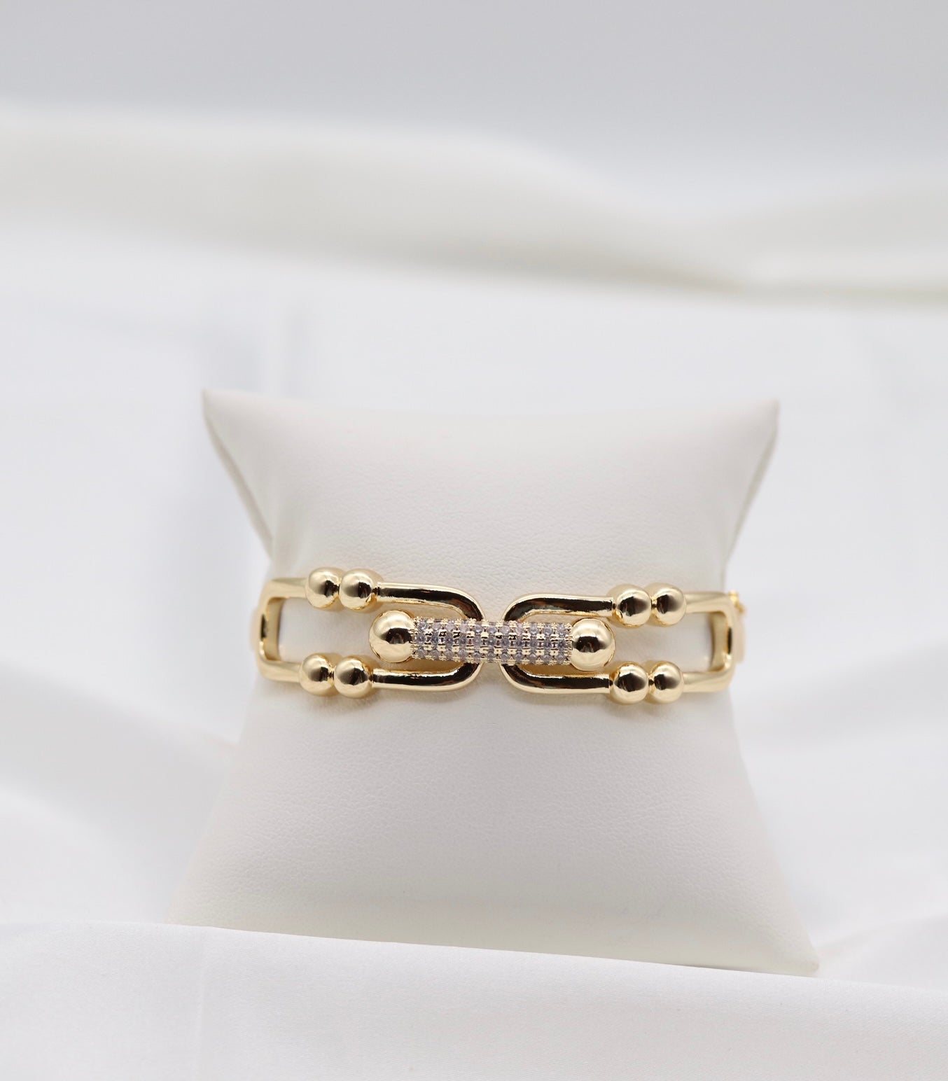 Gold Pavé Beaded Link Bracelet – Modern Luxe Statement