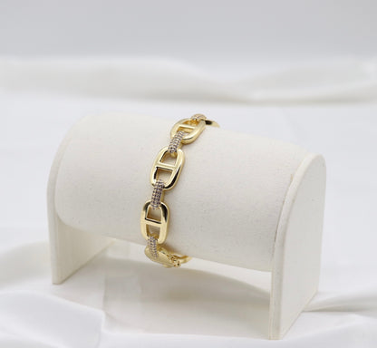 Gold Pavé Link Bracelet – Elegant Modern Chain Design
