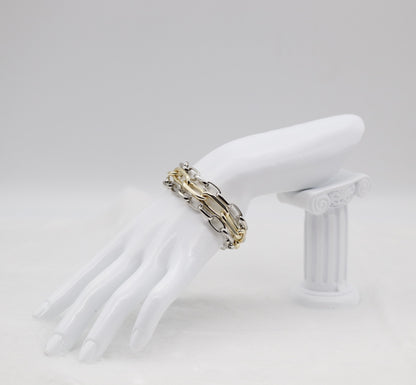 Chunky Two-Tone Chain Link Bracelet in Gold and Silver