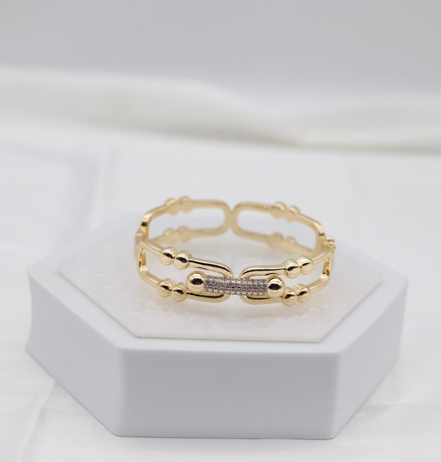 Gold Pavé Beaded Link Bracelet – Modern Luxe Statement