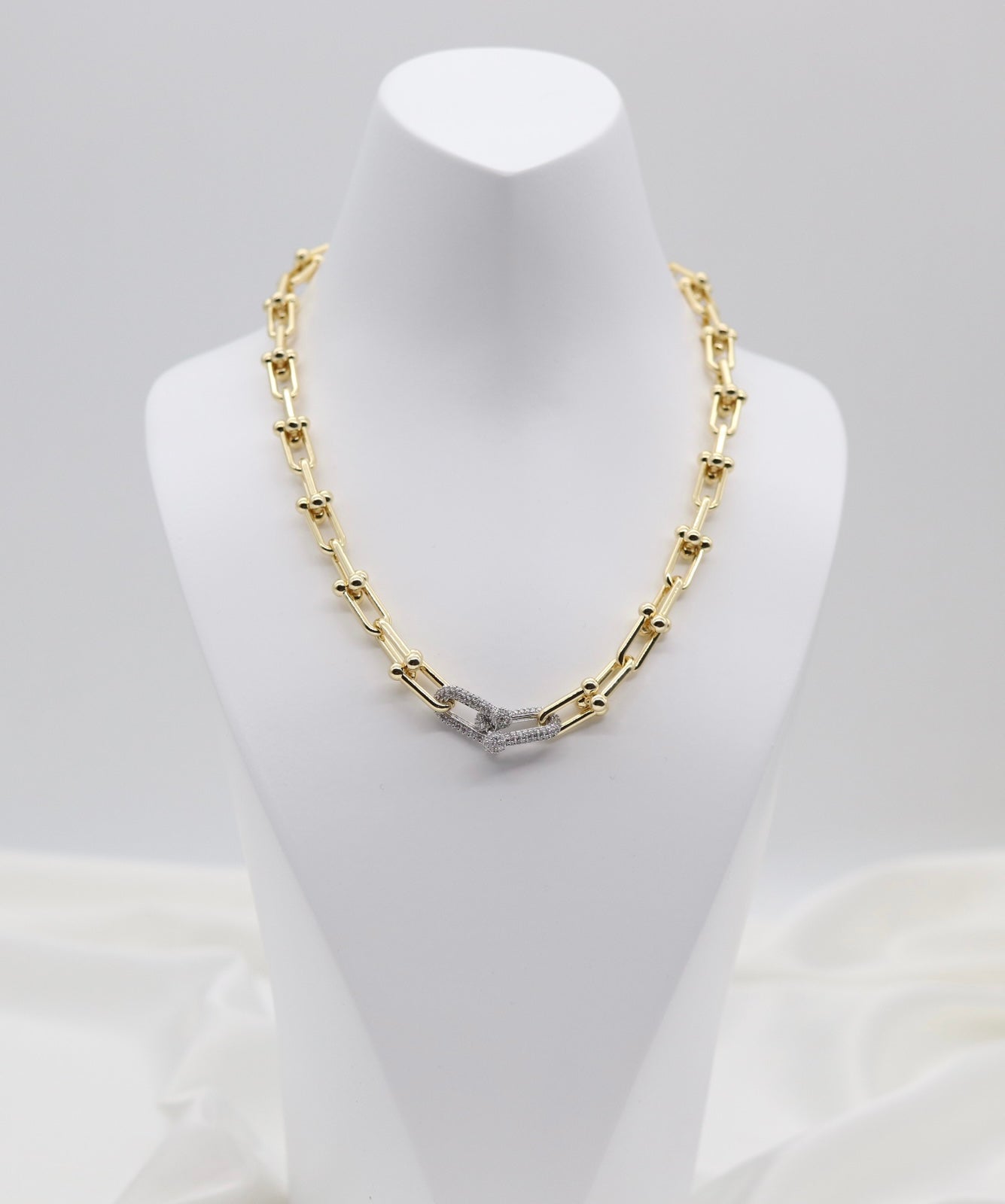 Gold Pavé Link Chain Necklace