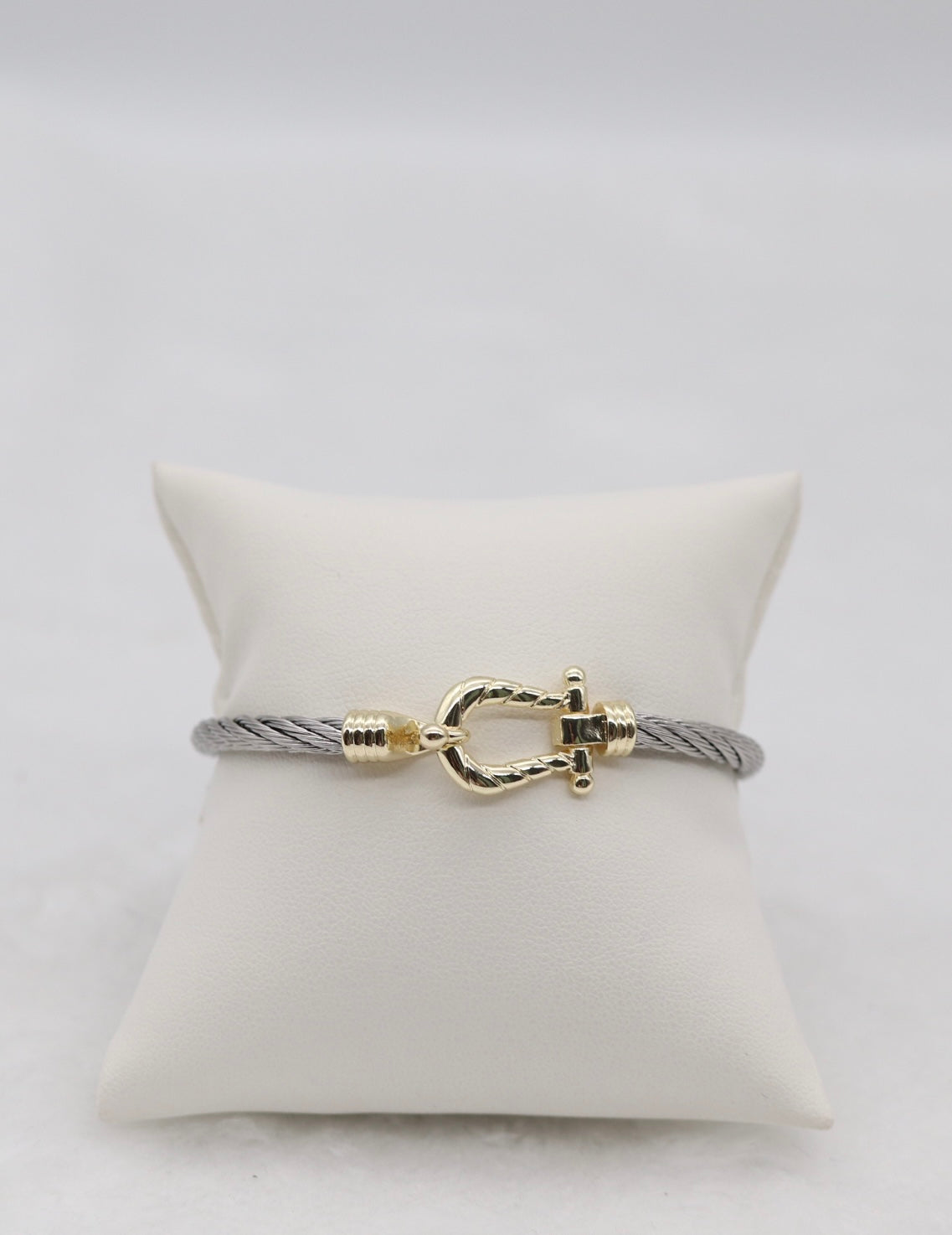 Two-Tone Cable Bracelet with Gold Anchor Clasp