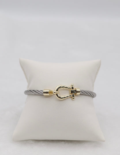 Two-Tone Cable Bracelet with Gold Anchor Clasp