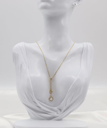 Dainty Dangling Clover Pendants Gold Necklace