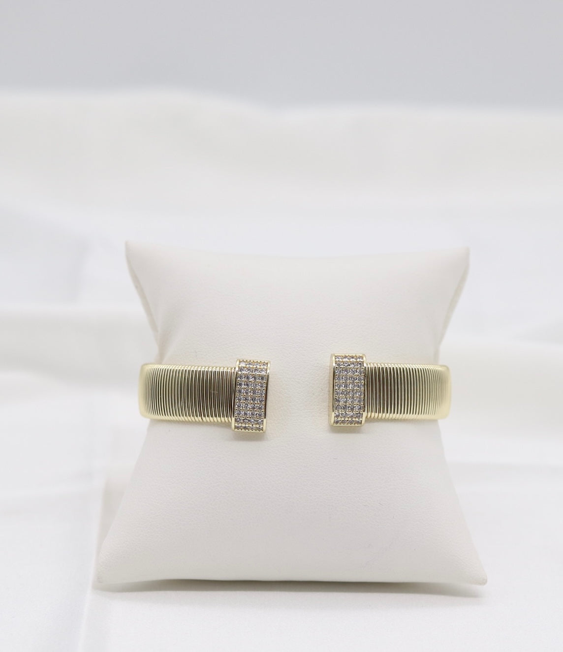 Gold Tubogas Pavé Open Cuff Bracelet