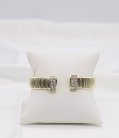 Gold Tubogas Pavé Open Cuff Bracelet