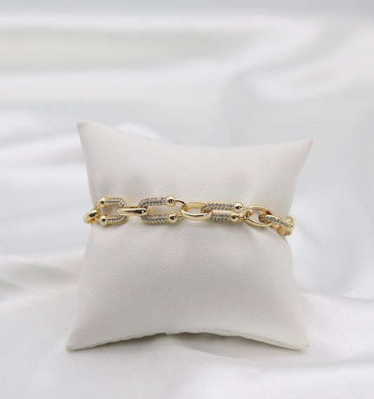 Gold Crystal Accent Link Bracelet