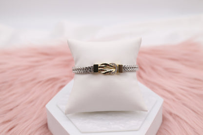 Silver Foxtail Bracelet With Gold Infinity Station