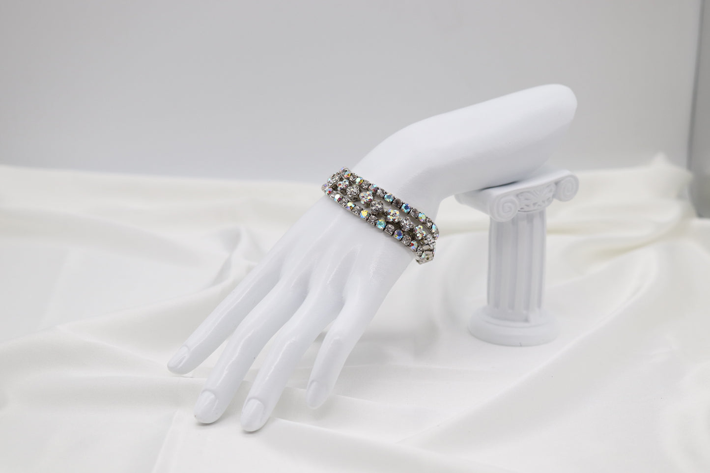 Silver Aurora Crystal Flower Bracelet