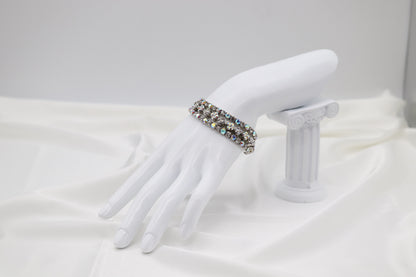 Silver Aurora Crystal Flower Bracelet