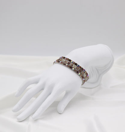 Brown Aurora Mosaic Crystal Stretch Bracelet