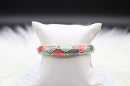 Colorful Enamel Bangle Hinged Bracelet