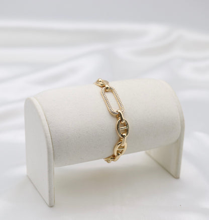Gold Crystal Link Statement Bracelet
