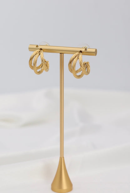 Triple Twist Gold Hoop Earrings – Layered Rope-Style Hoops