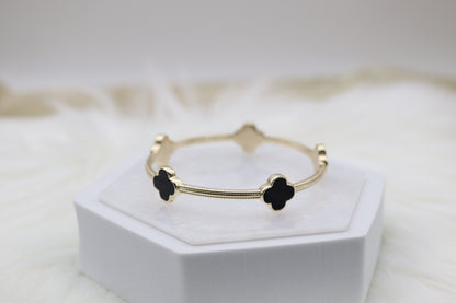 Gold Clover Bangle Bracelet