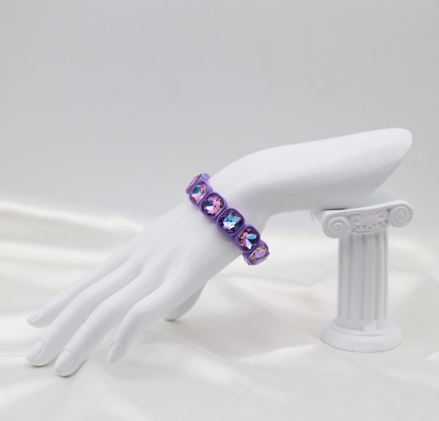 Purple Iridescent Crystal Stretch Statement Bracelet
