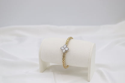 Gold Braided Clover Cuff Bracelet