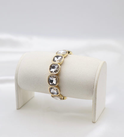 Classic Clear Crystal & Gold Stretch Bracelet