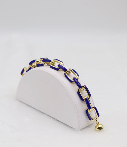Bold Gold and Blue Link Statement Bracelet