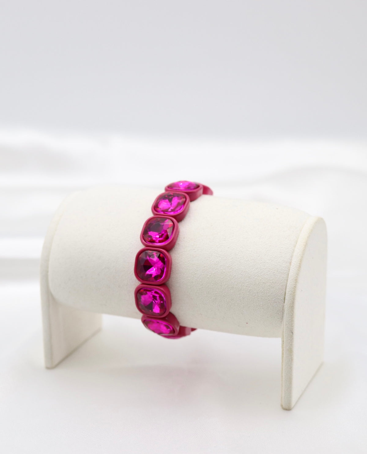 Hot Pink Crystal Stretch Statement Bracelet