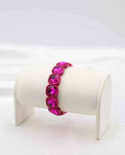 Hot Pink Crystal Stretch Statement Bracelet