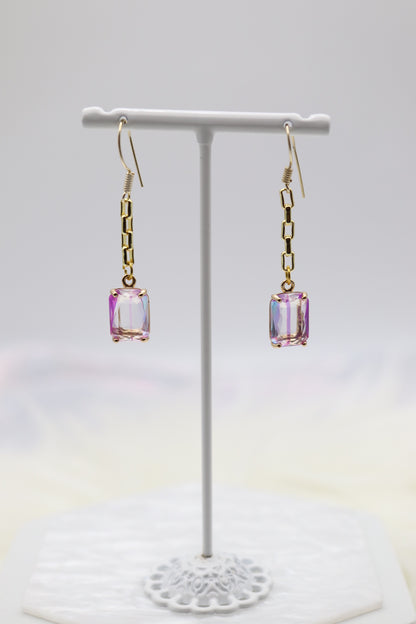 Dangling Rose Colored CZ Fashion Earring