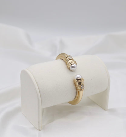 Classic Pearl and Gold Cuff Bracelet