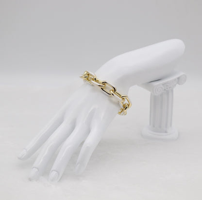 Chic Gold and White Link Statement Bracelet