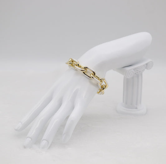 Chic Gold and White Link Statement Bracelet