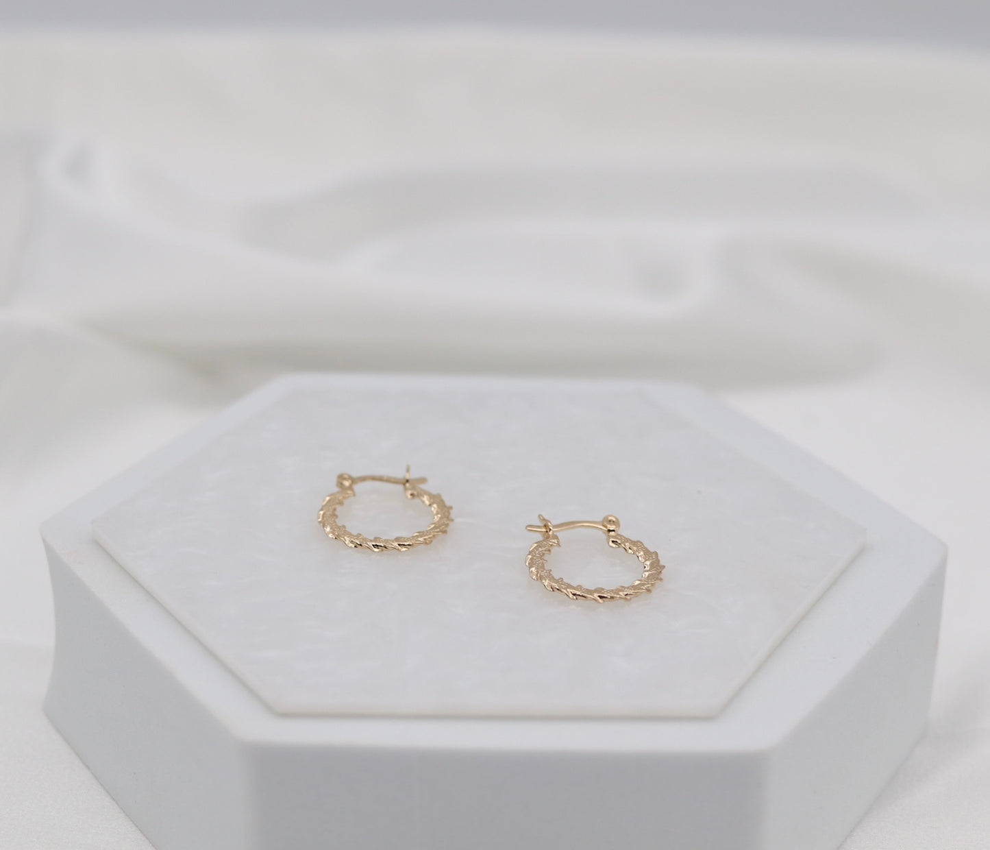 Textured Twist Gold Hoop Earrings