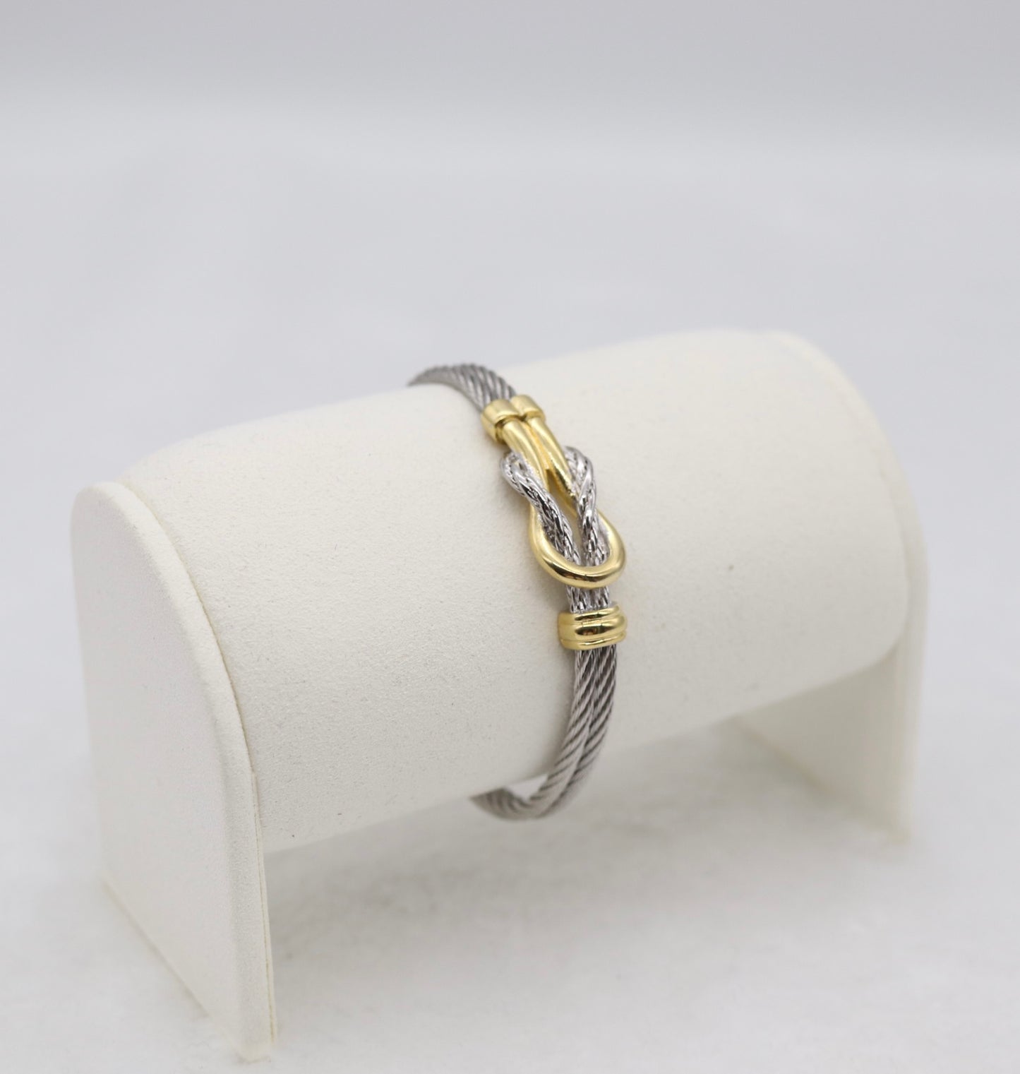 Two-Tone Cable Bracelet with Gold Knot Detail