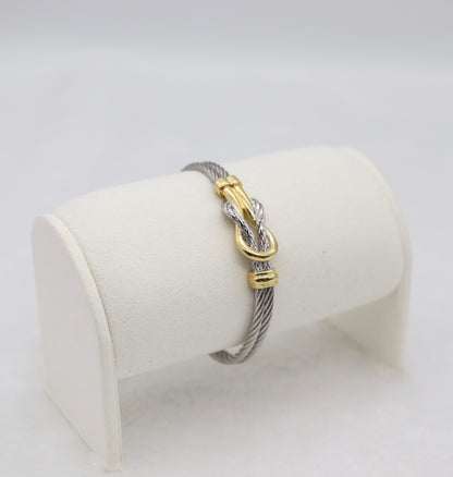 Two-Tone Cable Bracelet with Gold Knot Detail