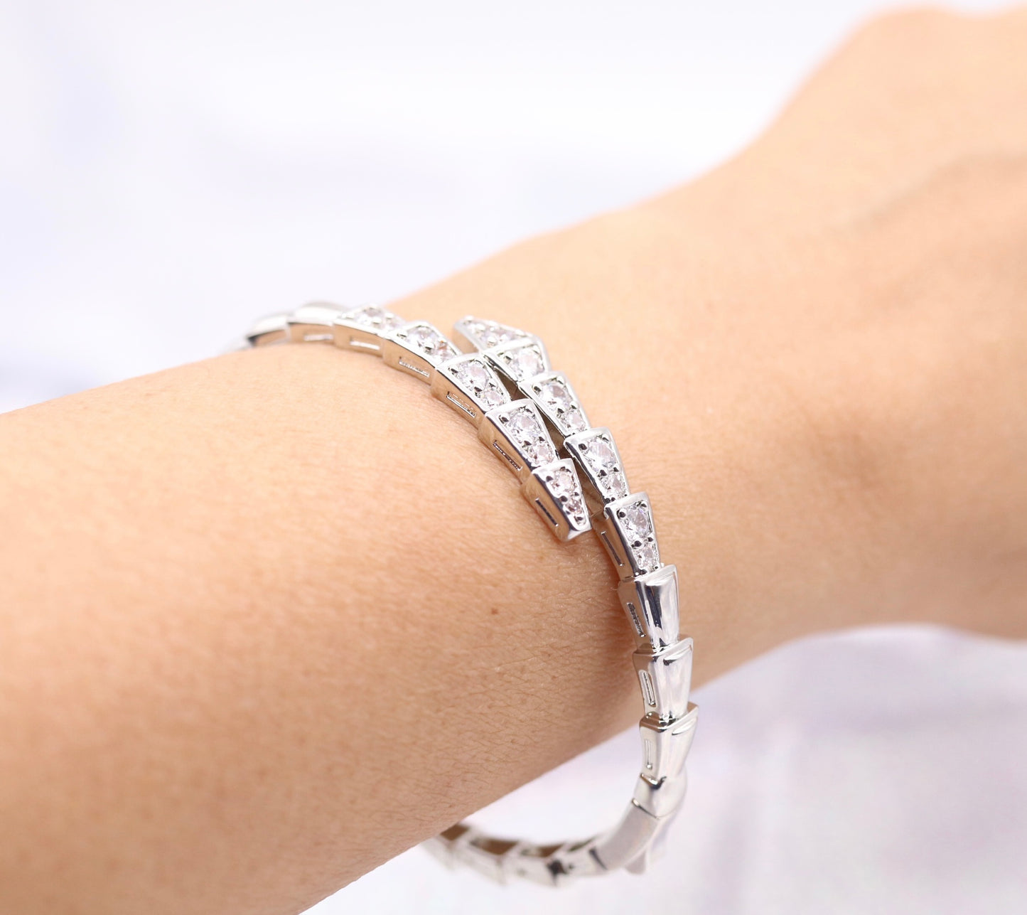 CZ Cuff Silver Bracelet