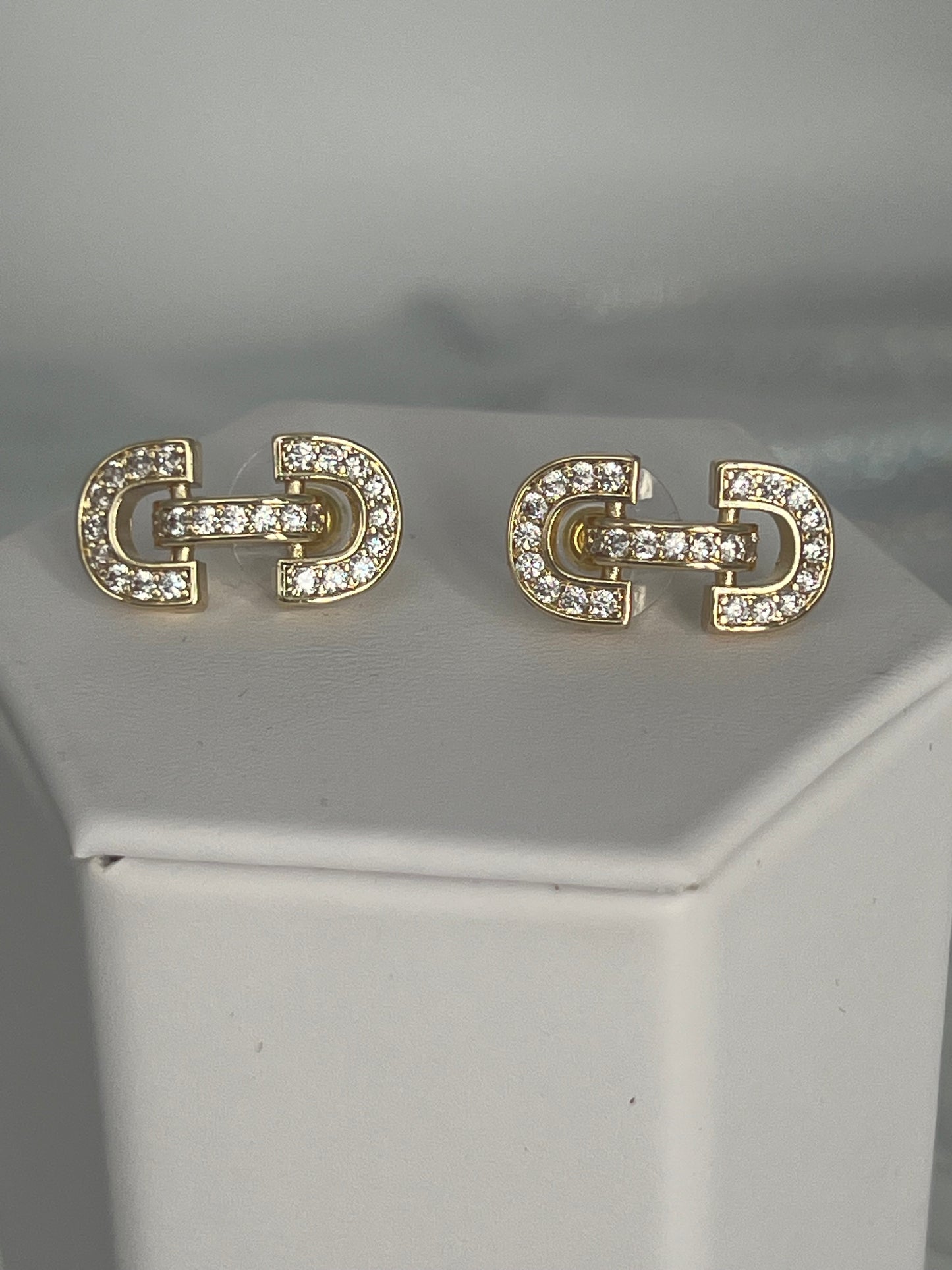 Gold CZ Huggie Earrings