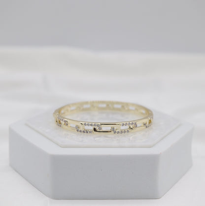 Gold Pavé Link Bangle Bracelet