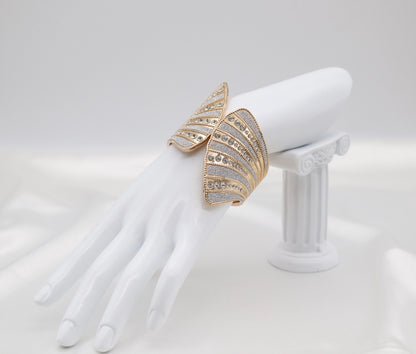 Silver And Gold Cuff CZ Bracelet