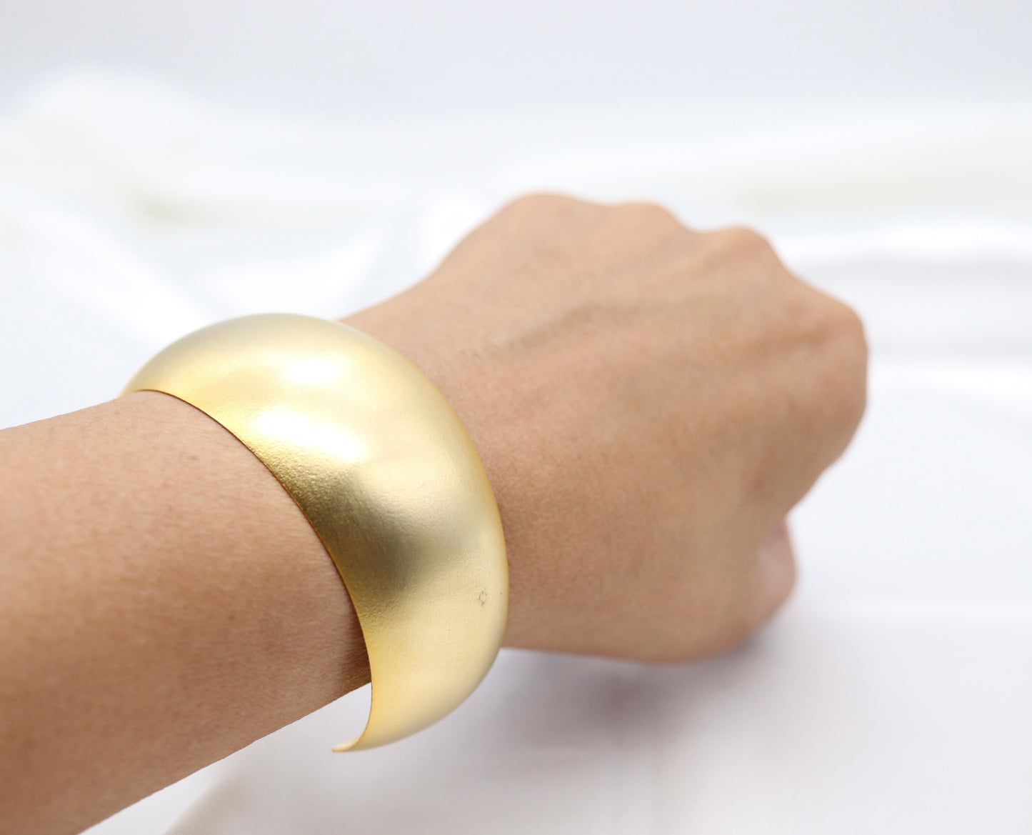 Wide Domed Matte Gold Cuff Bracelet