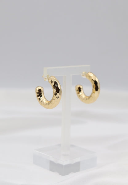 Hammered Gold Petite Hoop Earrings