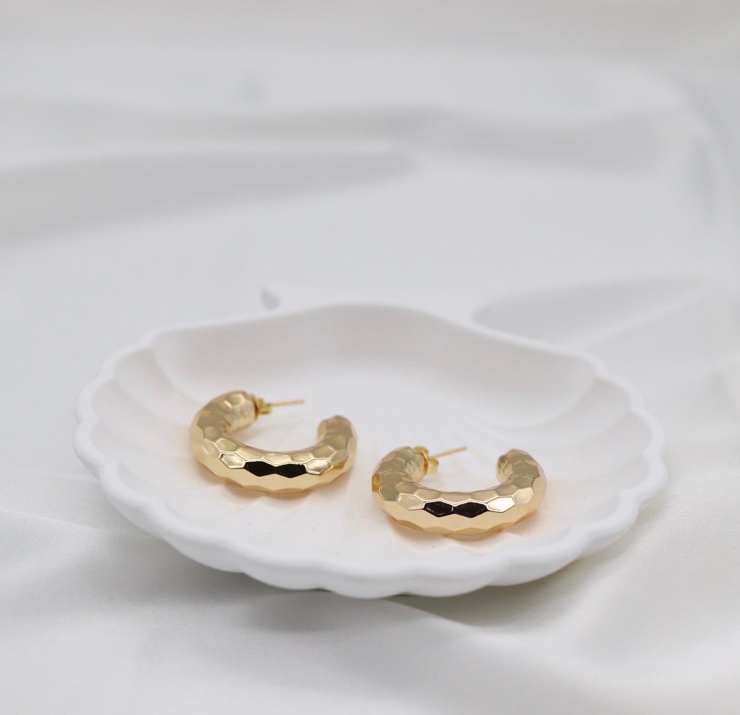 Hammered Gold Petite Hoop Earrings