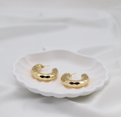 Hammered Gold Petite Hoop Earrings