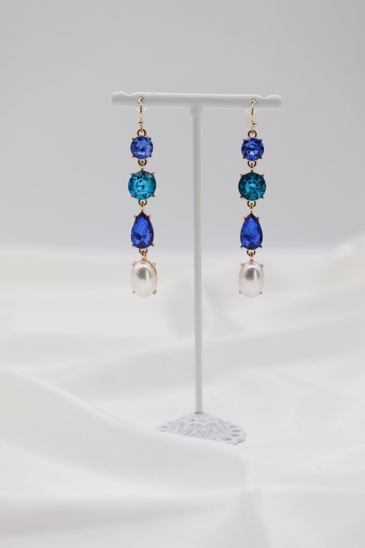 Blue Glass Stone Danging Earring