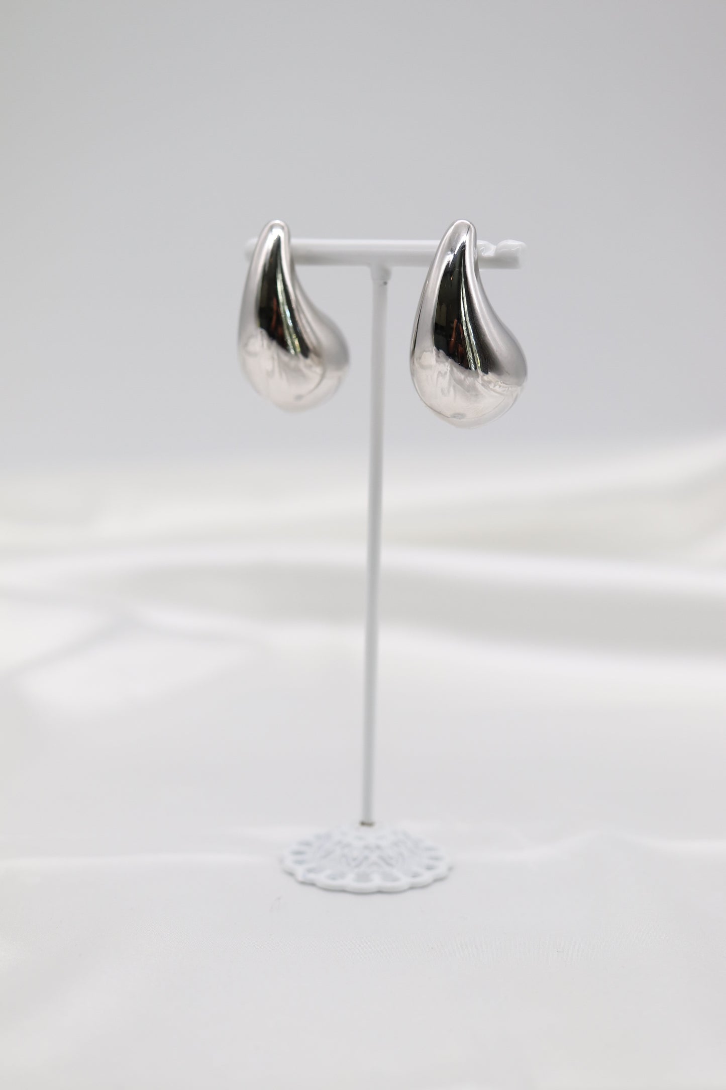 Chunky Silver Teardrop Earrings