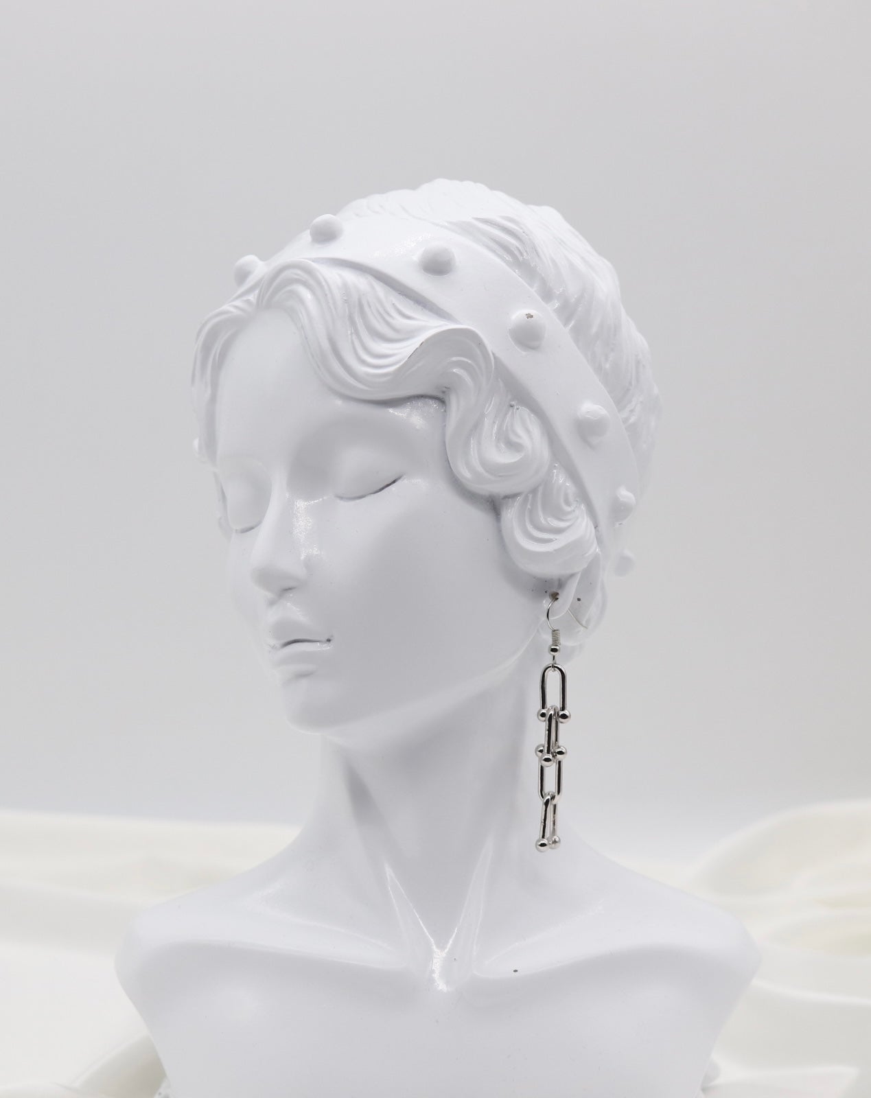 Silver Modern Link Drop Earrings